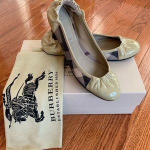 Burberry smoked trench check ballerina fla…